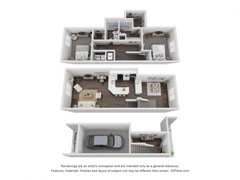 Floor plan for 2 beds, 2 baths, 1403 sqft
